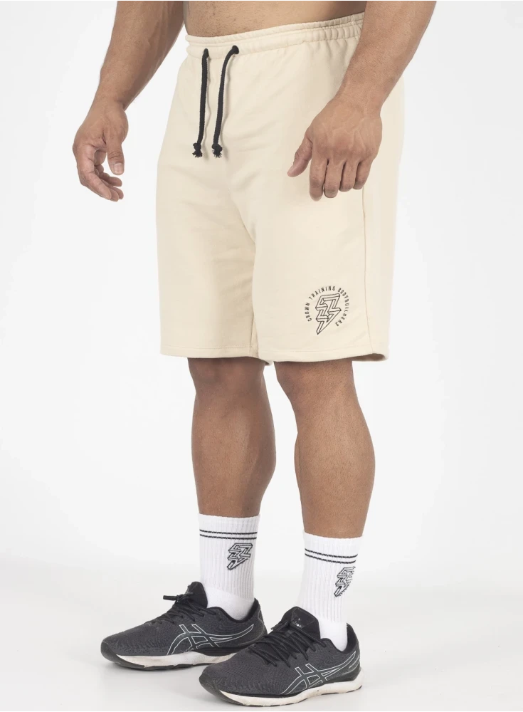Bermuda Crown Trad Moletom Bodybuilding Bordada Creme