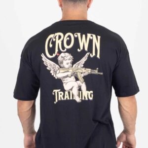 Camiseta oversized crown training bullet wings preta